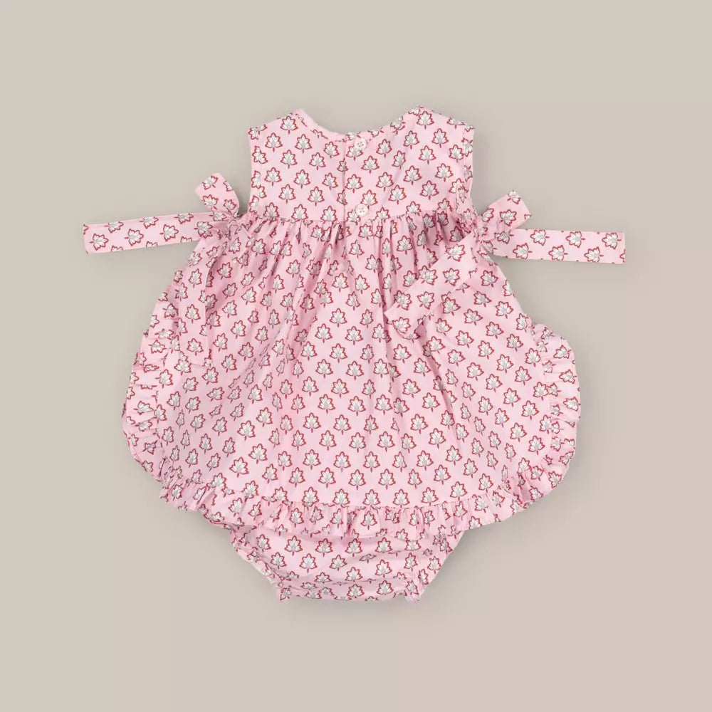 PINK SHORT SMOCK BABY DRESS AND BLOOMERS SET NADIR
