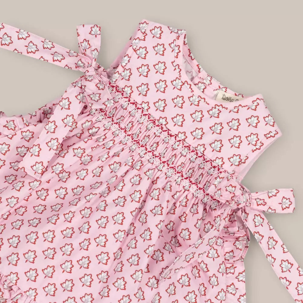PINK SHORT SMOCK BABY DRESS AND BLOOMERS SET NADIR