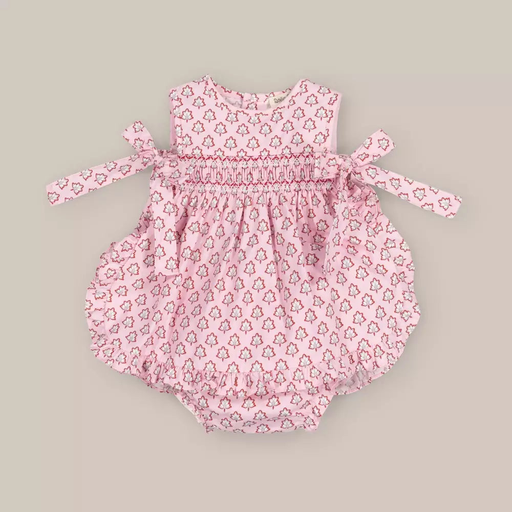 PINK SHORT SMOCK BABY DRESS AND BLOOMERS SET NADIR