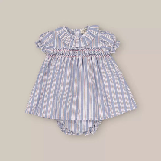 SHORT BABY SMOCK DRESS AND BLOOMERS SET TURQUIA