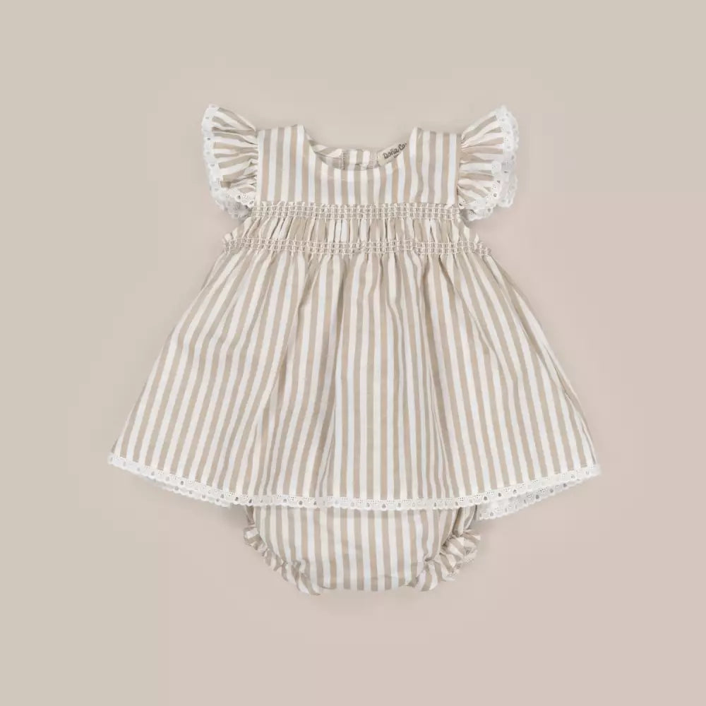 SMOCK SHORT BABY DRESS AND BLOOMERS SET BÒSFORO